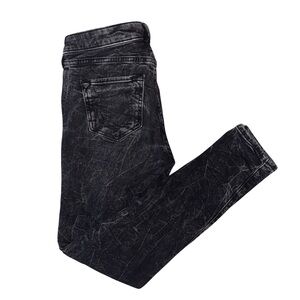 True Religion Halle Mid Rise Black Distressed Super Skinny Jeans